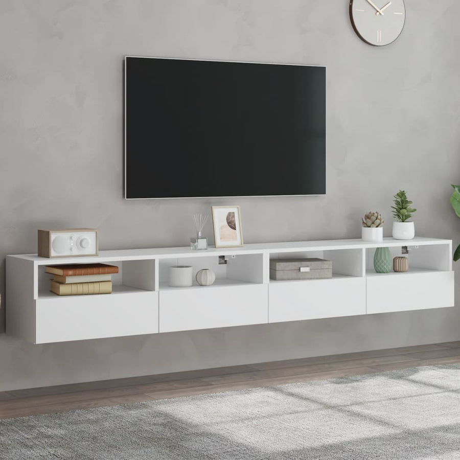 Tv-Wandmeubels 2 St 100X30X30 Cm Bewerkt Hout Wit