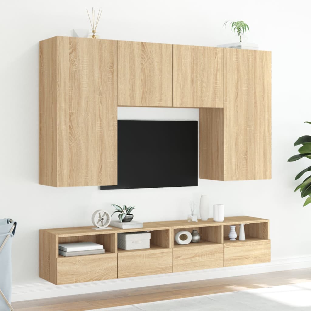 Tv-Wandmeubels 2 St 100X30X30 Cm Hout Sonoma Eikenkleurig