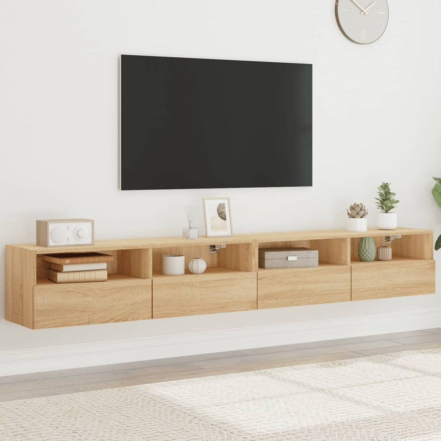 Tv-Wandmeubels 2 St 100X30X30 Cm Hout Sonoma Eikenkleurig