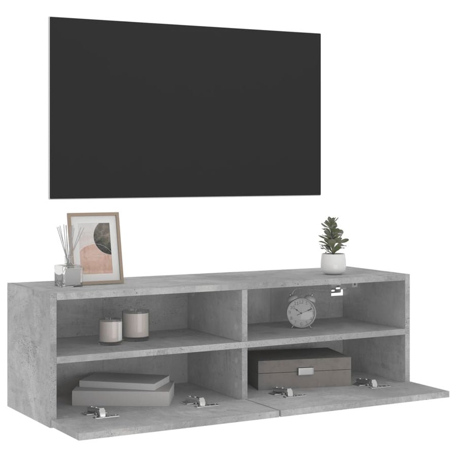 Tv-Wandmeubel 100X30X30 Cm Bewerkt Hout Betongrijs
