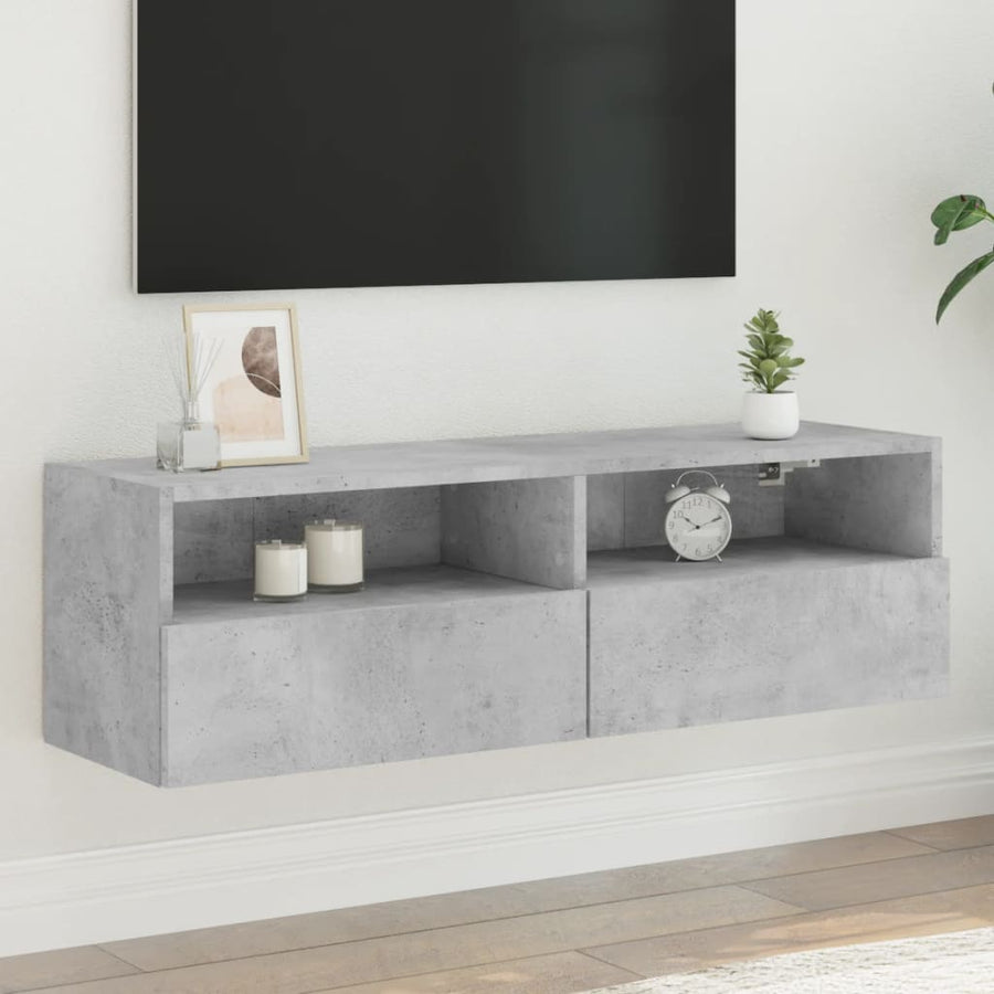Tv-Wandmeubel 100X30X30 Cm Bewerkt Hout Betongrijs
