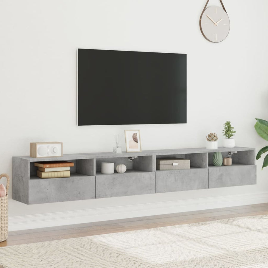 Tv-Wandmeubels 2 St 100X30X30 Cm Bewerkt Hout Betongrijs