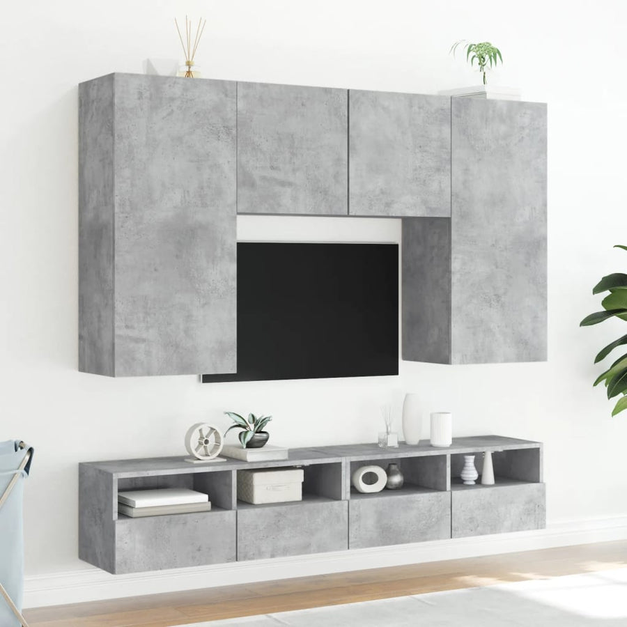 Tv-Wandmeubels 2 St 100X30X30 Cm Bewerkt Hout Betongrijs