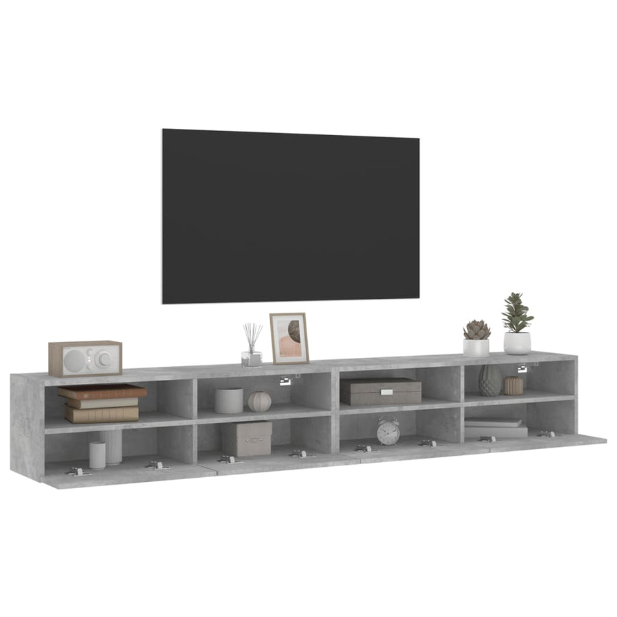 Tv-Wandmeubels 2 St 100X30X30 Cm Bewerkt Hout Betongrijs