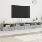 Tv-wandmeubels set van 2 100x30x30 cm bewerkt hout betongrijs