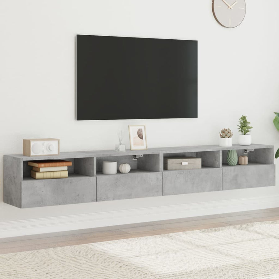Tv-Wandmeubels 2 St 100X30X30 Cm Bewerkt Hout Betongrijs