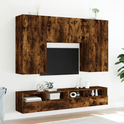 Tv-Wandmeubel 100X30X30 Cm Bewerkt Hout Gerookt Eikenkleurig
