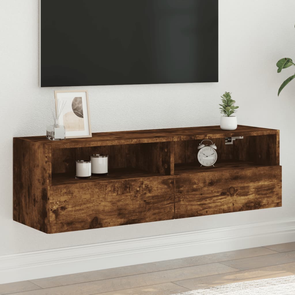 Tv-Wandmeubel 100X30X30 Cm Bewerkt Hout Gerookt Eikenkleurig