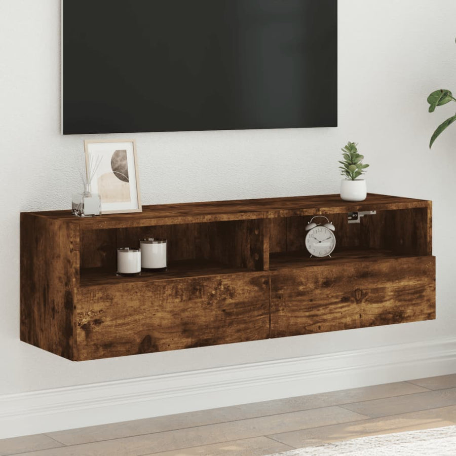 Tv-Wandmeubel 100X30X30 Cm Bewerkt Hout Gerookt Eikenkleurig