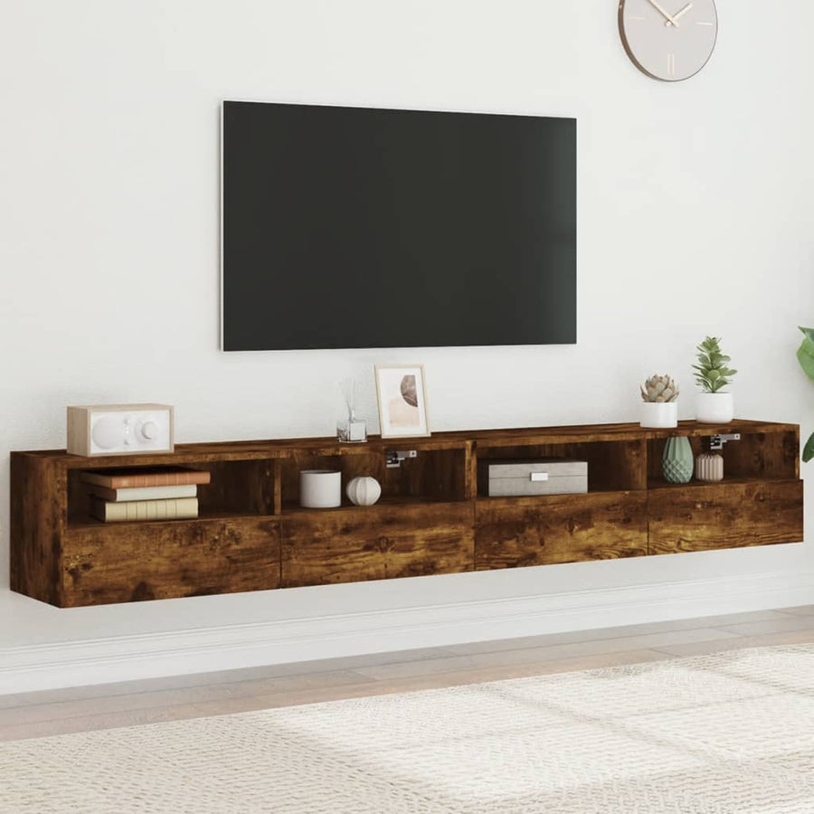 Tv-Wandmeubels 2 St 100X30X30 Cm Bewerkt Hout Gerookt Eiken