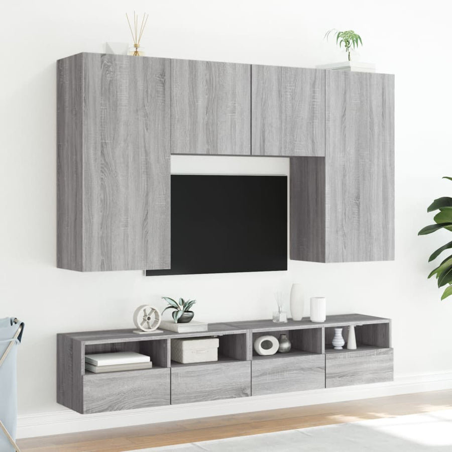 Tv-Wandmeubel 100X30X30 Cm Bewerkt Hout Grijs Sonoma