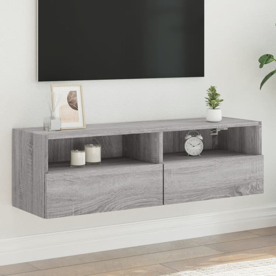 Tv-Wandmeubel 100X30X30 Cm Bewerkt Hout Grijs Sonoma