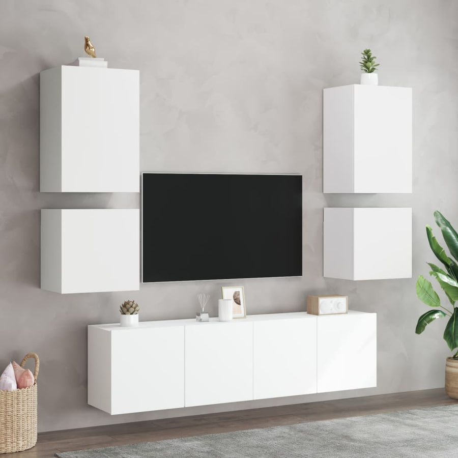 Tv-Wandmeubels 2 St 40,5X30X40 Cm Bewerkt Hout Wit