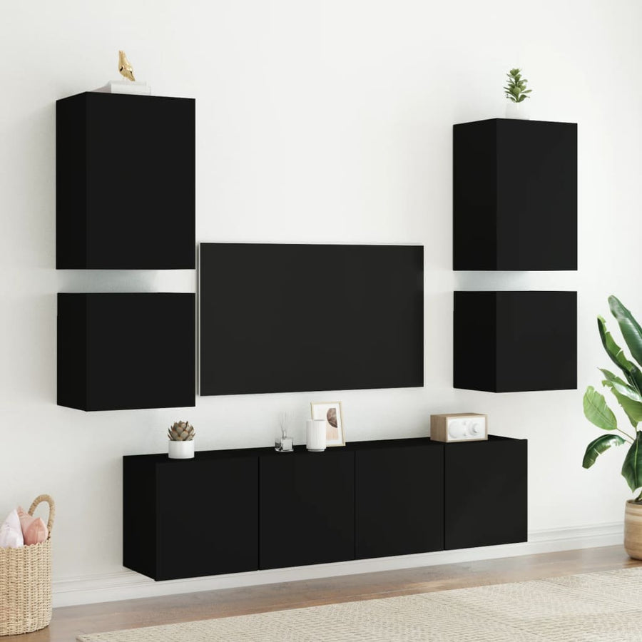 Tv-Wandmeubels 2 St 40,5X30X40 Cm Bewerkt Hout Zwart