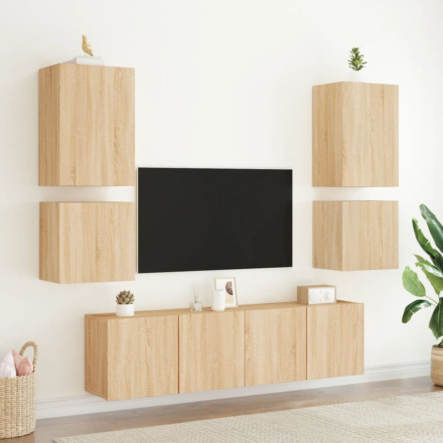 Tv-Wandmeubels 2 St 40,5X30X40 Cm Hout Sonoma Eikenkleurig