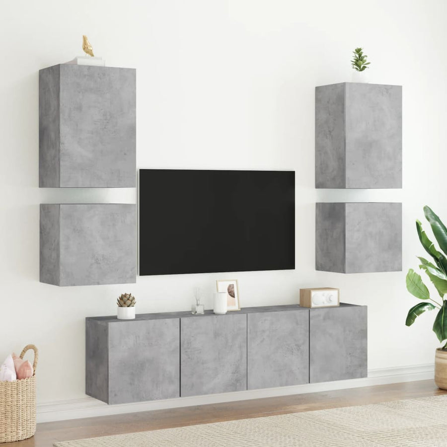 Tv-Wandmeubels 2 St 40,5X30X40 Cm Bewerkt Hout Betongrijs
