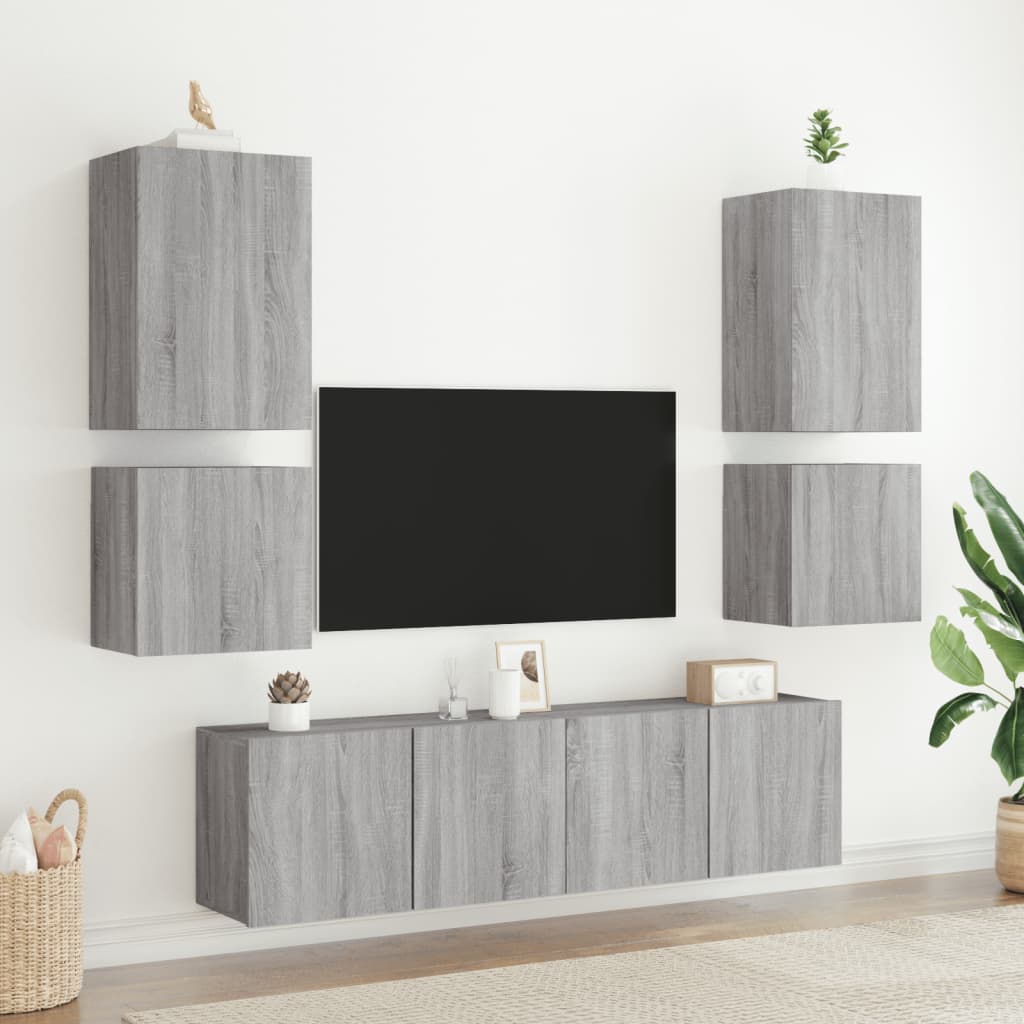 Tv-Wandmeubel 40,5X30X40 Cm Bewerkt Hout Grijs Sonoma