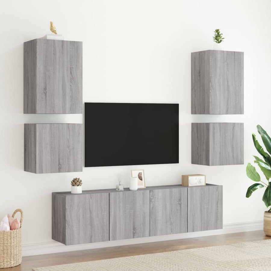 Tv-Wandmeubels 2 St 40,5X30X40 Cm Hout Grijs Sonoma
