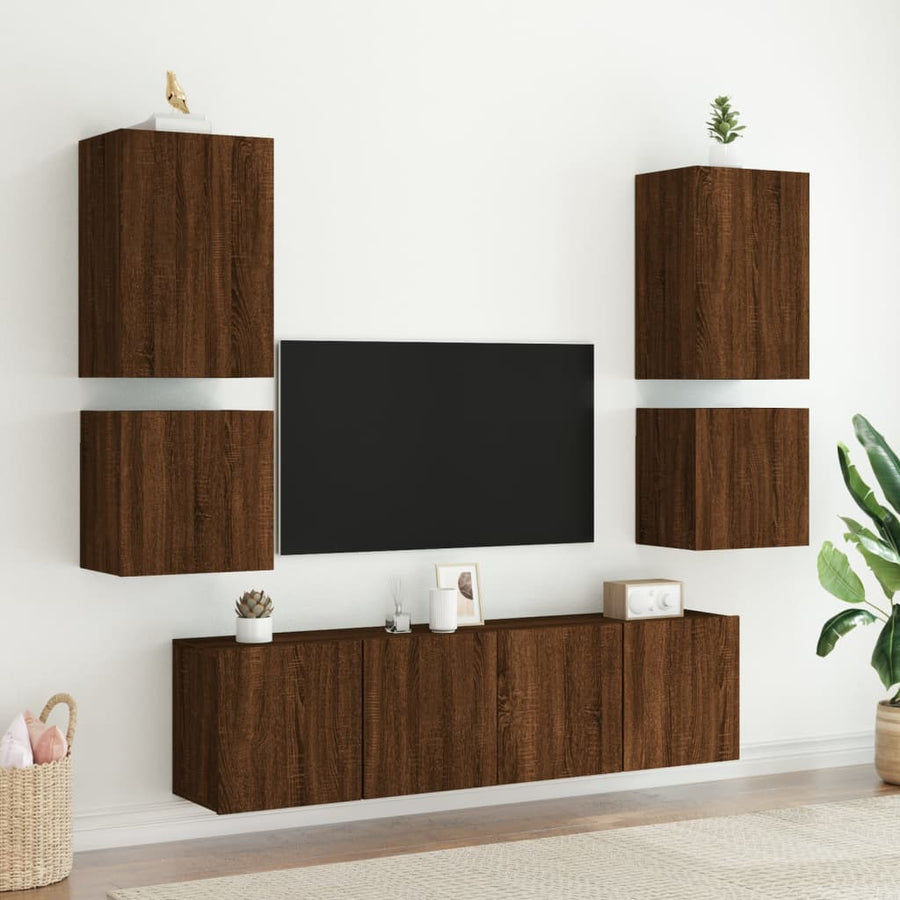 Tv-Wandmeubels 2 St 40,5X30X40 Cm Bewerkt Hout Bruineikenkleur
