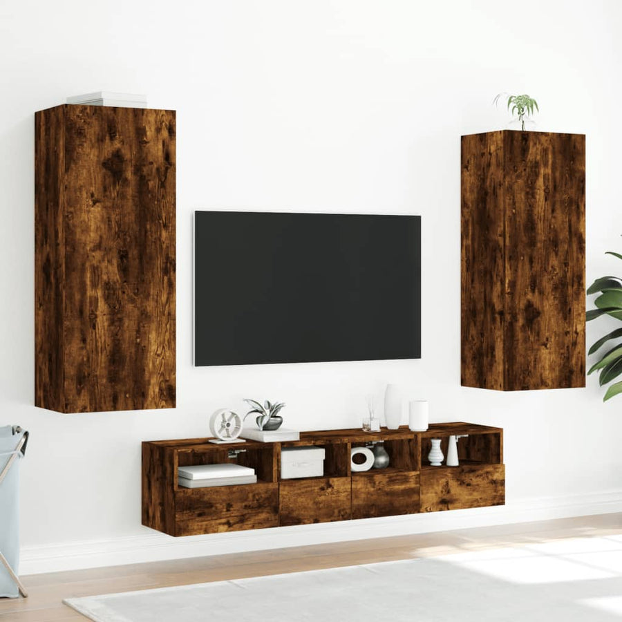 Tv-Wandmeubel 40,5X30X102 Cm Bewerkt Hout Gerookt Eikenkleurig