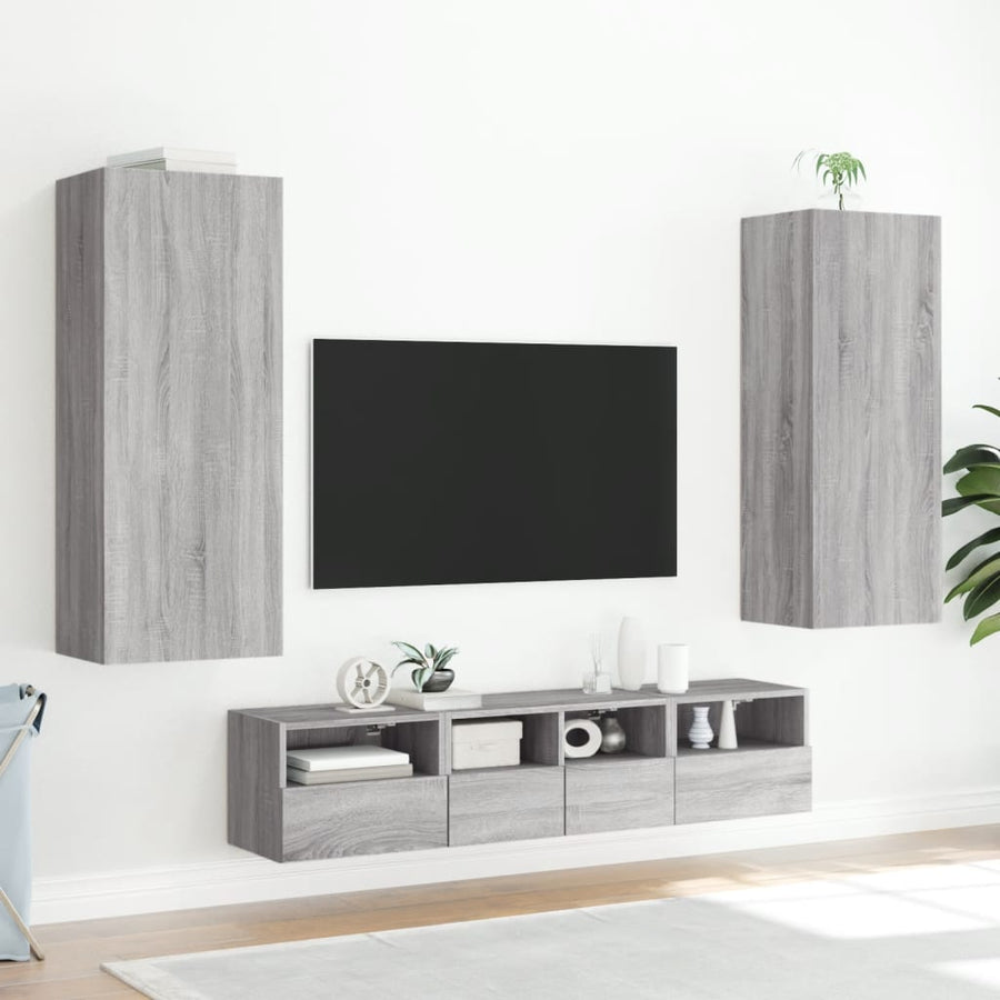 Tv-Wandmeubel 40,5X30X102 Cm Bewerkt Hout Grijs Sonoma