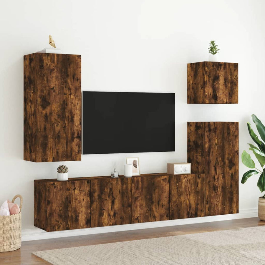 Tv-Meubel Wandgemonteerd Kleurig 1 80 x 30 x 41 cm Gerookt eiken