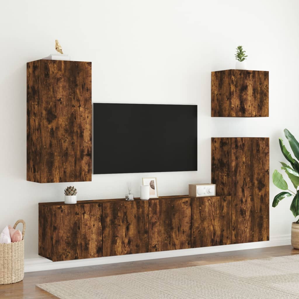 Tv-Meubels Wandgemonteerd Kleurig 2 80 x 30 x 41 cm Gerookt eiken