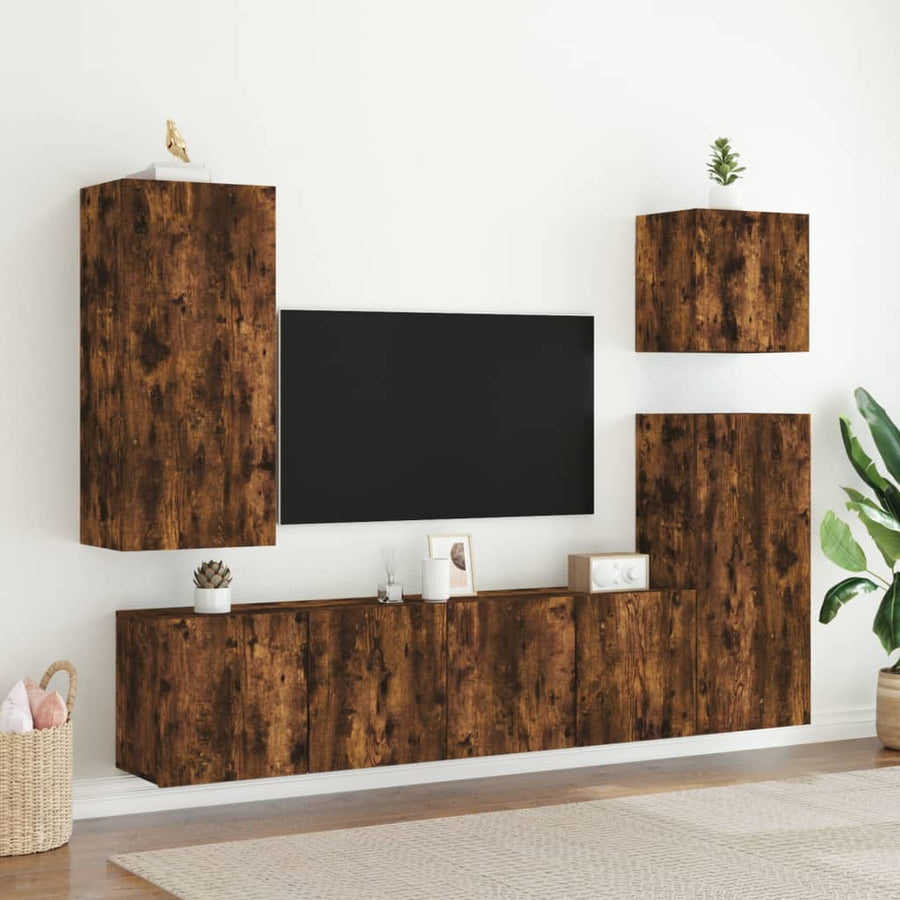 Tv-Meubels Wandgemonteerd Kleurig 2 80 x 30 x 41 cm Gerookt eiken