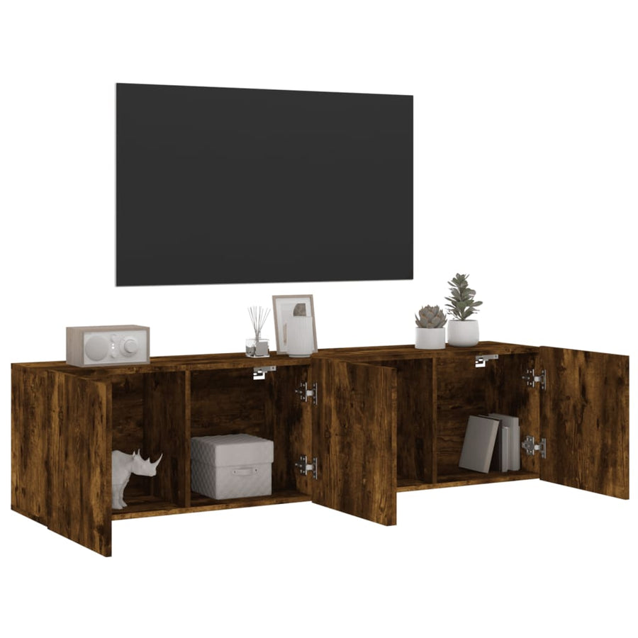 Tv-Meubels Wandgemonteerd Kleurig 2 80 x 30 x 41 cm Gerookt eiken