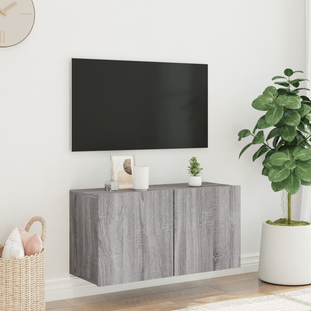 Tv-Meubel Wandgemonteerd Eikenkleurig 1 80 x 30 x 41 cm Grijs sonoma