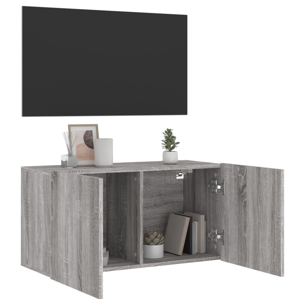 Tv-Meubel Wandgemonteerd Eikenkleurig 1 80 x 30 x 41 cm Grijs sonoma