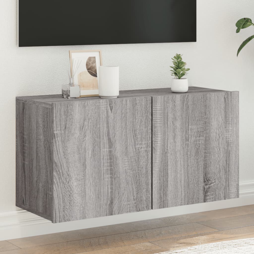 Tv-Meubel Wandgemonteerd Eikenkleurig 1 80 x 30 x 41 cm Grijs sonoma