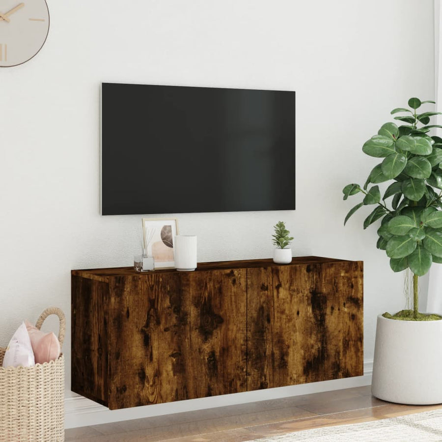 Tv-Meubel Wandgemonteerd Kleurig 1 100 x 30 x 41 cm Gerookt eiken