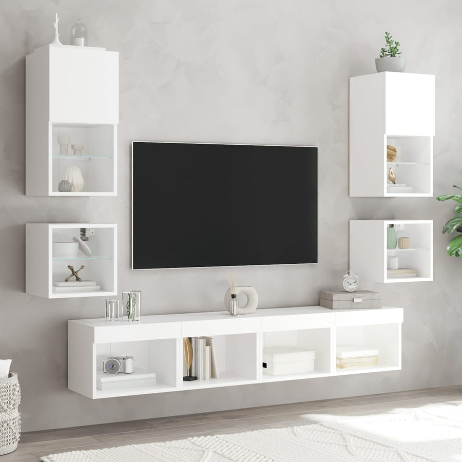 Tv-Meubel Met Led-Verlichting 30X28,5X30 Cm Wit