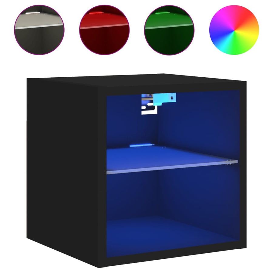 Tv-Wandmeubel Met Led-Verlichting 30X28,5X30 Cm Zwart