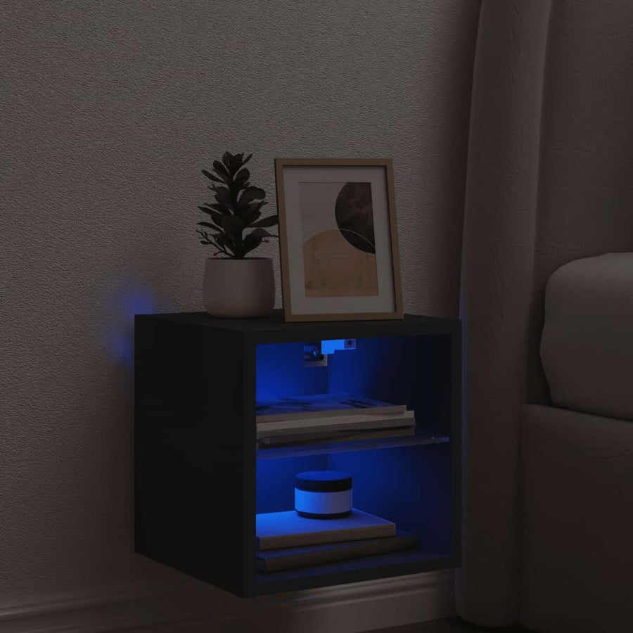 Tv-Wandmeubel Met Led-Verlichting 30X28,5X30 Cm Zwart