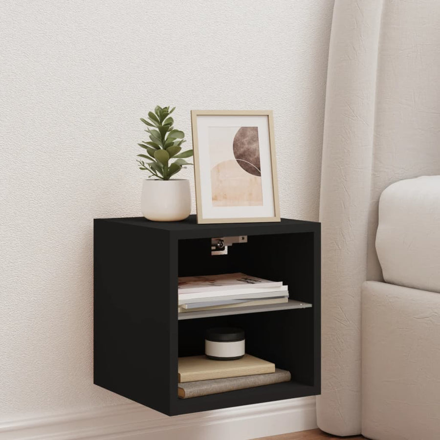 Tv-Wandmeubel Met Led-Verlichting 30X28,5X30 Cm Zwart