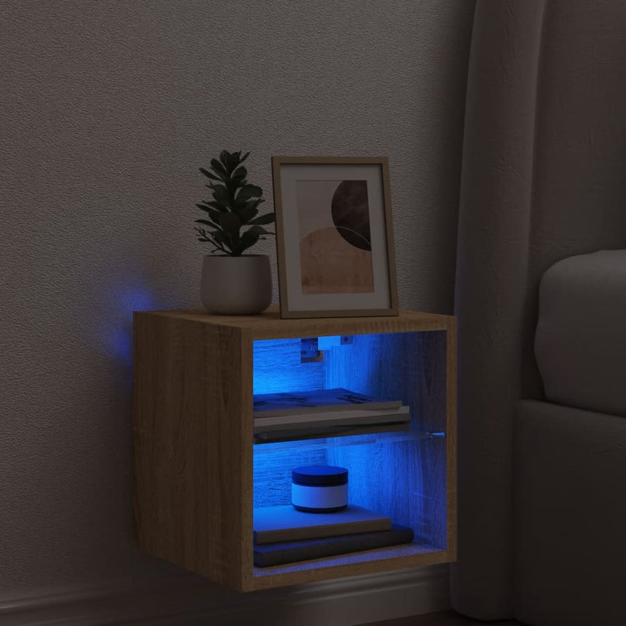 Tv-Wandmeubel Met Led-Verlichting 30X28,5X30 Cm Sonoma Eiken