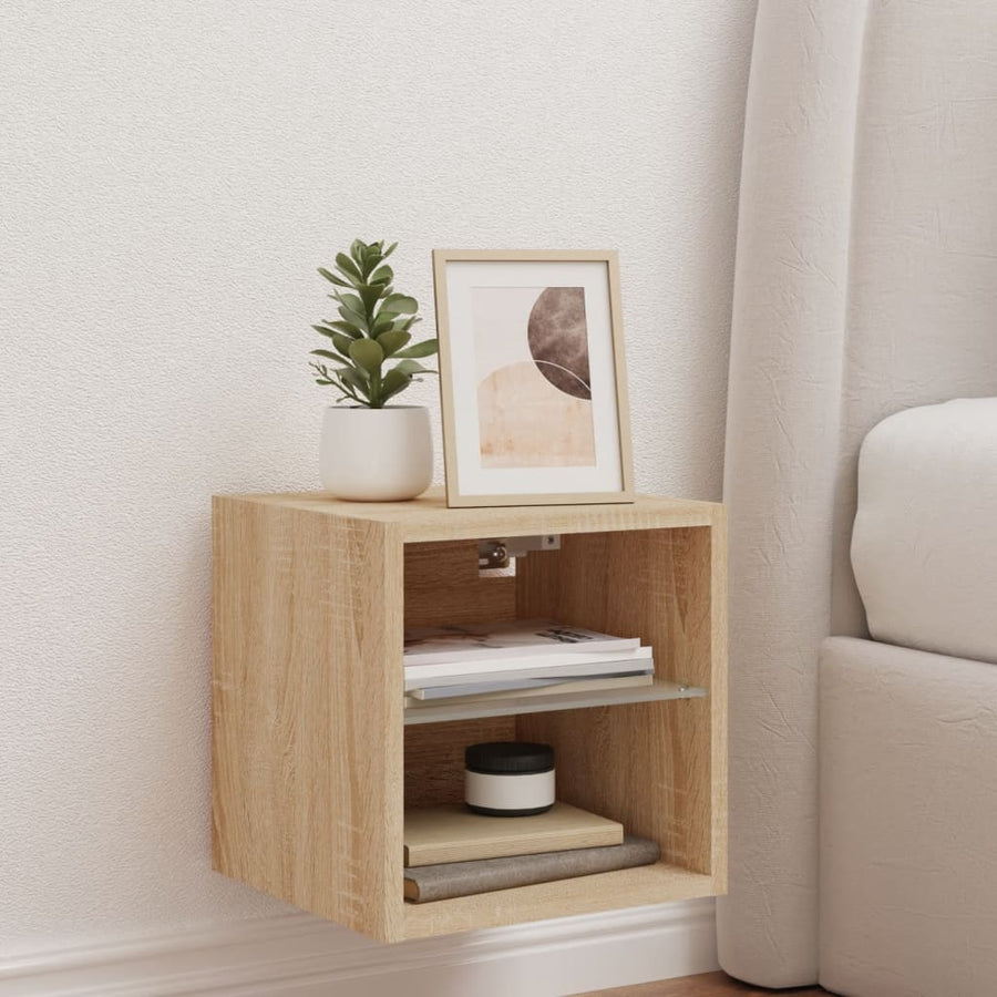 Tv-Wandmeubel Met Led-Verlichting 30X28,5X30 Cm Sonoma Eiken