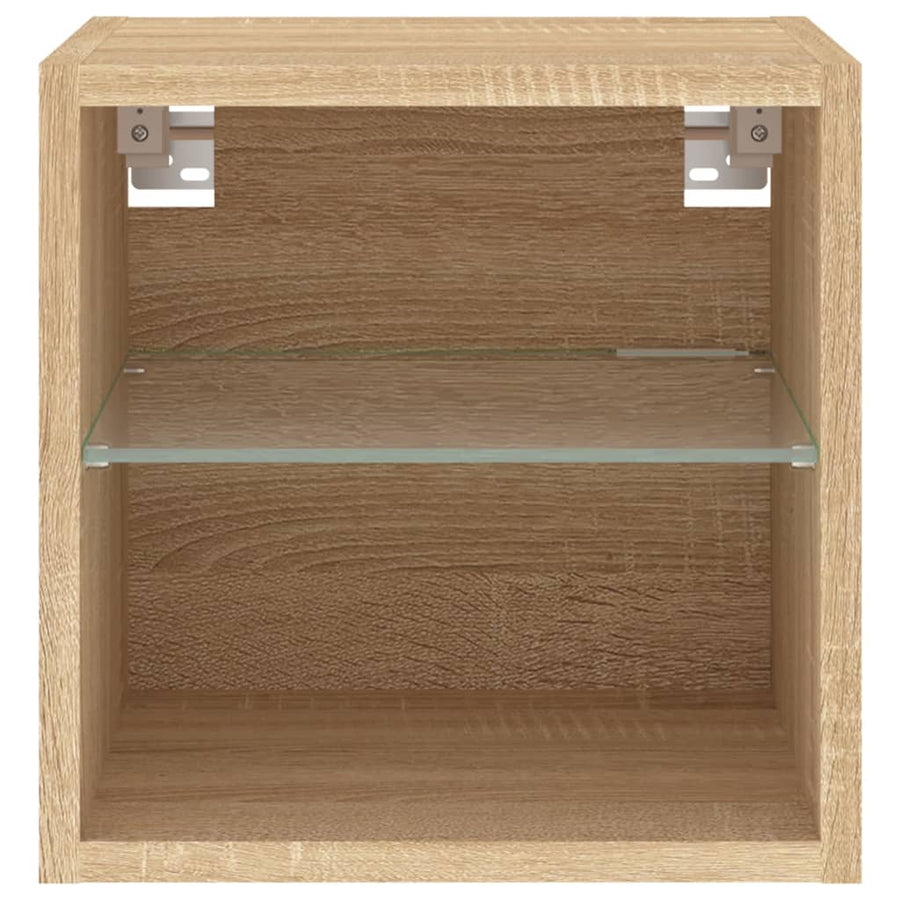 Tv-Wandmeubel Met Led-Verlichting 30X28,5X30 Cm Sonoma Eiken