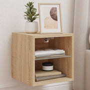 TV Wall Cabinet with LED Lighting 30x28.5x30 cm Sonoma Oak