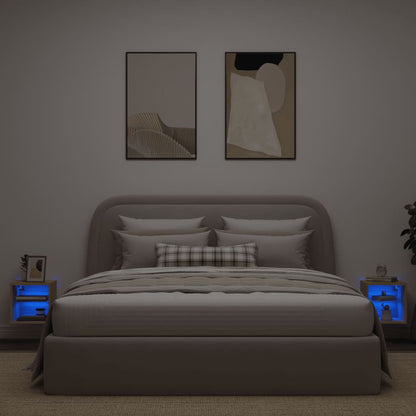 Tv-Wandmeubels Met Led 2 St 30X28,5X30 Cm Sonoma Eikenkleurig