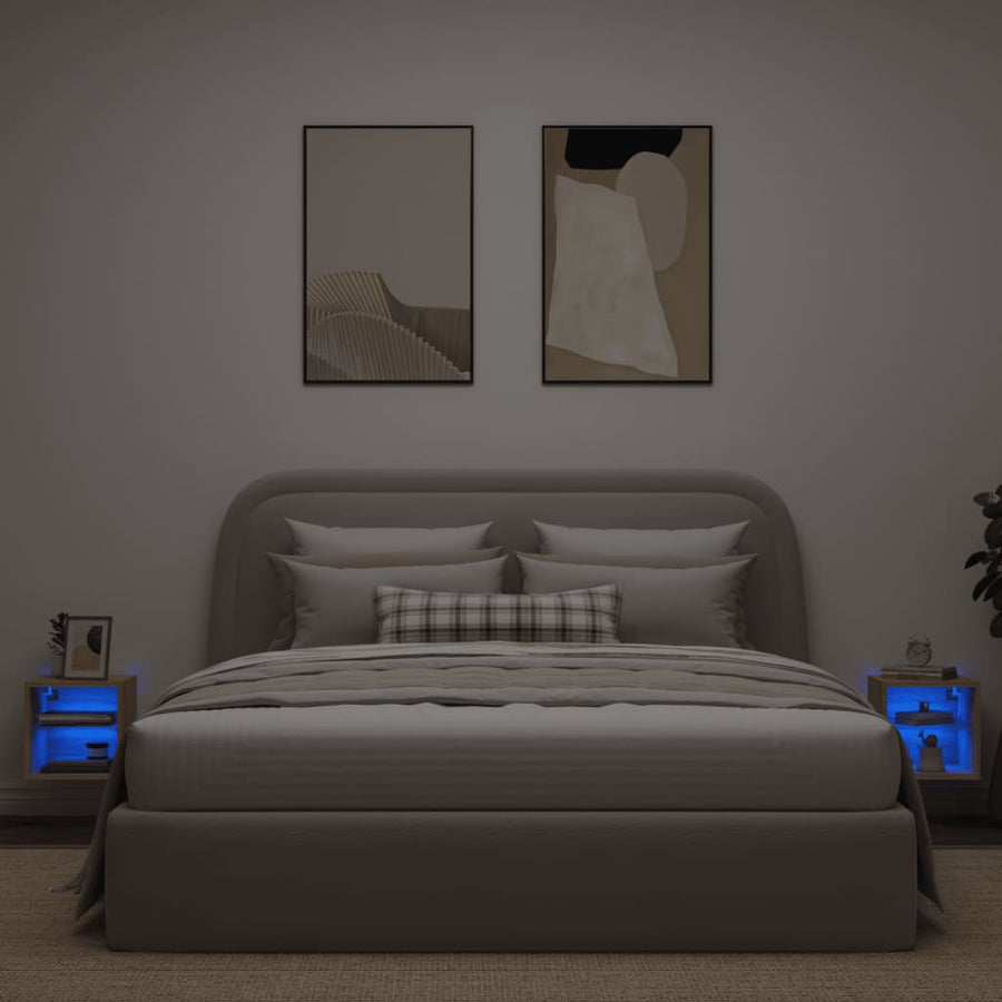 Tv-Wandmeubels Met Led 2 St 30X28,5X30 Cm Sonoma Eikenkleurig