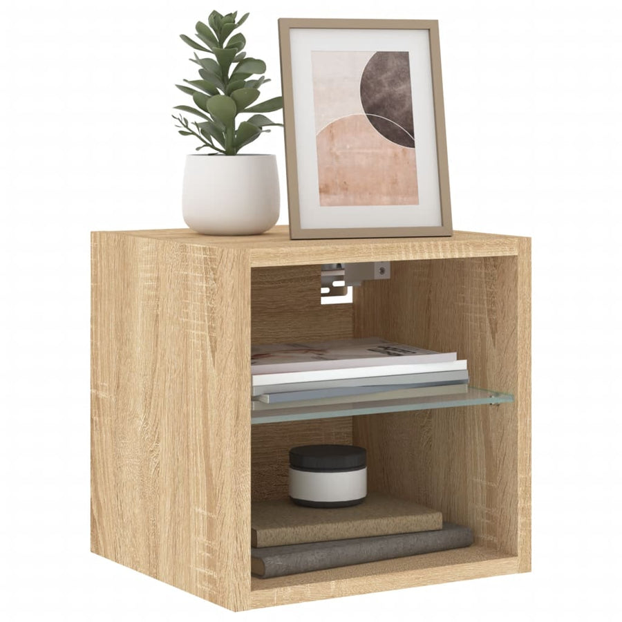 Tv-Wandmeubels Met Led 2 St 30X28,5X30 Cm Sonoma Eikenkleurig