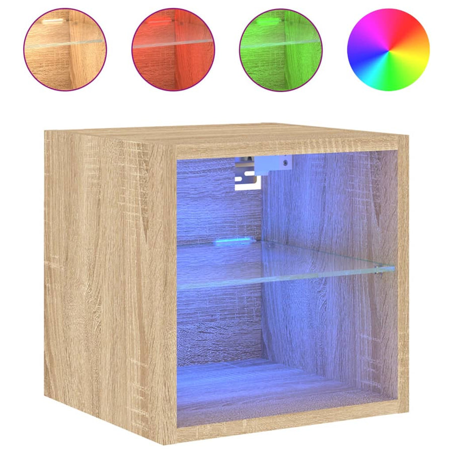 Tv-Wandmeubels Met Led 2 St 30X28,5X30 Cm Sonoma Eikenkleurig