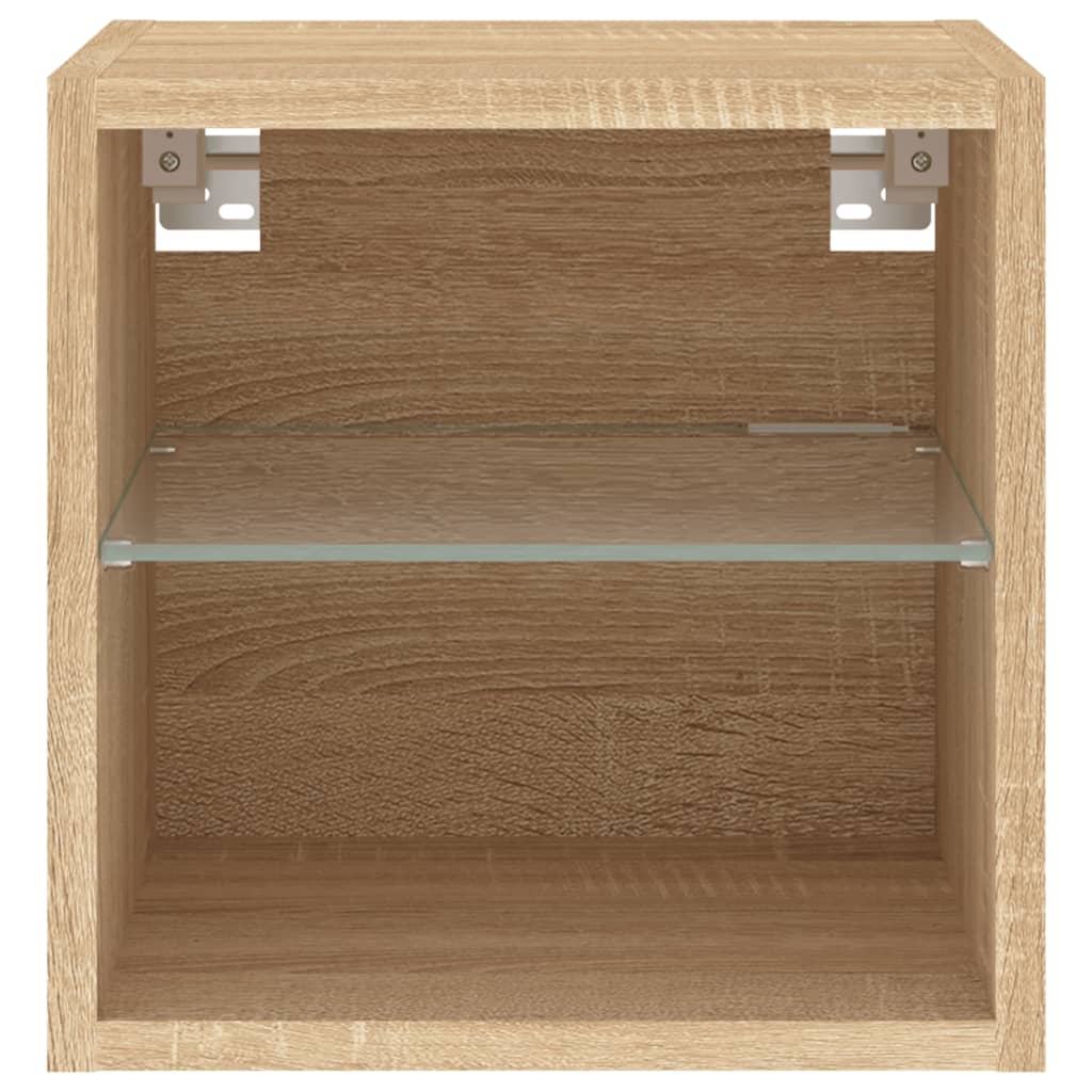 Tv-Wandmeubels Met Led 2 St 30X28,5X30 Cm Sonoma Eikenkleurig
