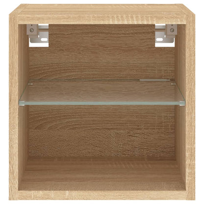 Tv-Wandmeubels Met Led 2 St 30X28,5X30 Cm Sonoma Eikenkleurig