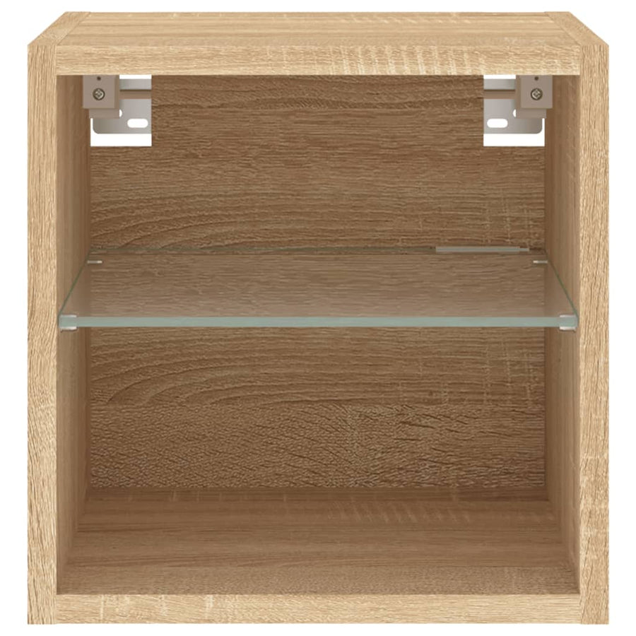 Tv-Wandmeubels Met Led 2 St 30X28,5X30 Cm Sonoma Eikenkleurig