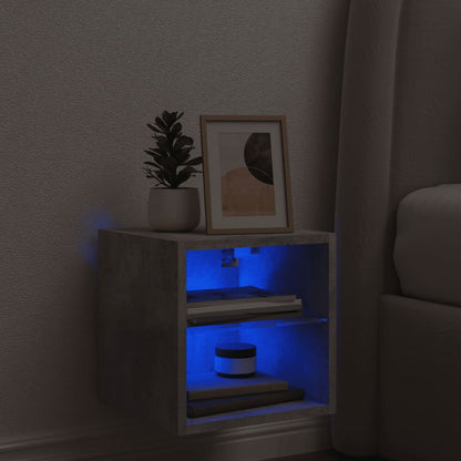 Tv-Wandmeubel Met Led-Verlichting 30X28,5X30 Cm Betongrijs