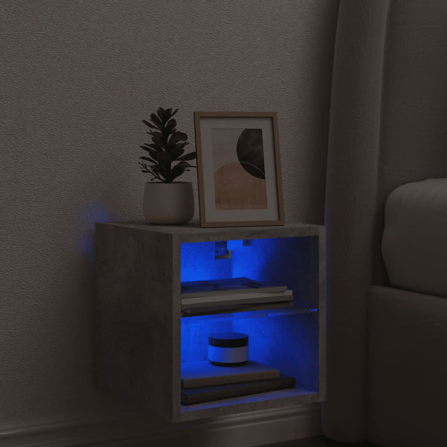 Tv-Wandmeubel Met Led-Verlichting 30X28,5X30 Cm Betongrijs
